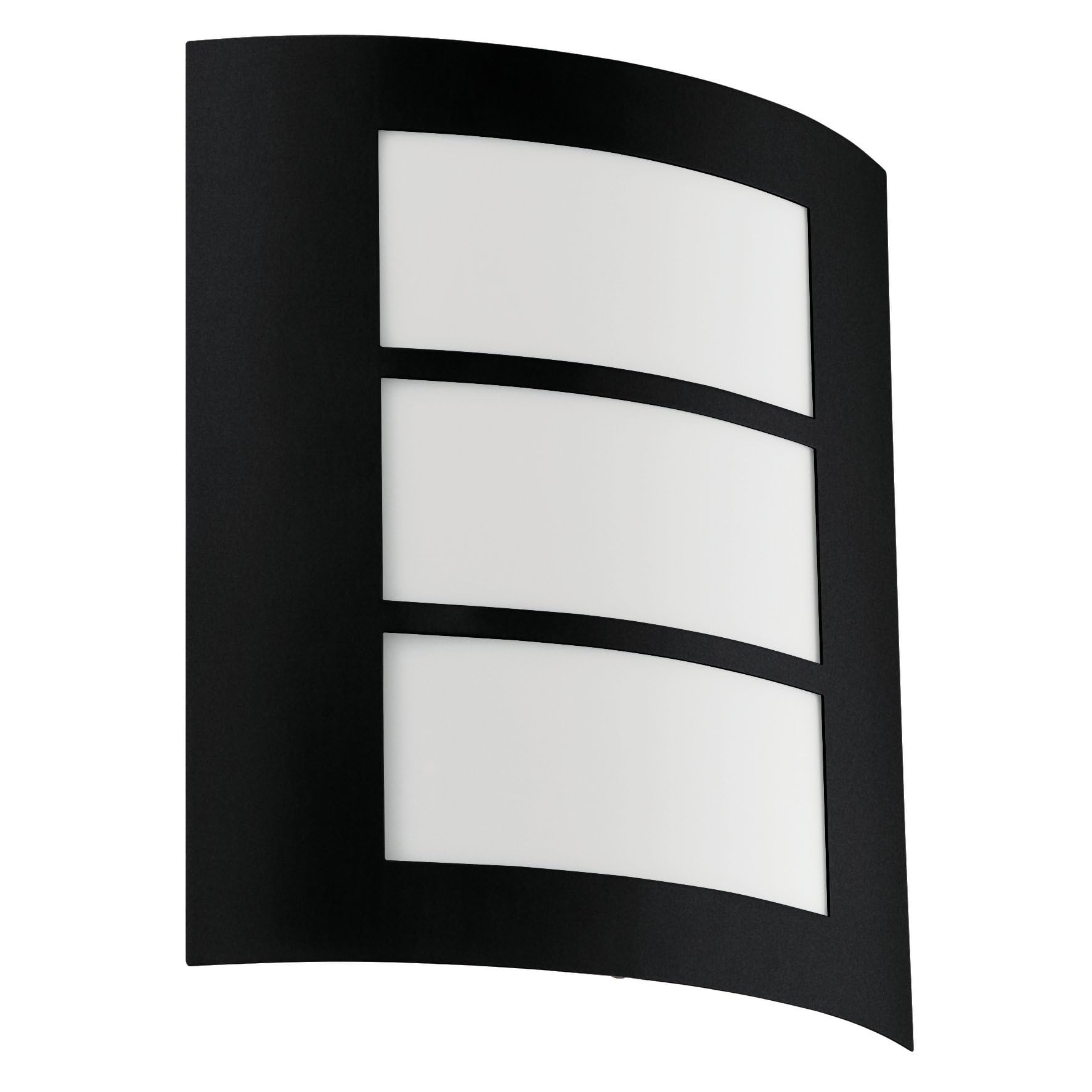 EGLO Outdoor Wall Light City, External Porch Lighting, Waterproof Outside Lamp Made of Black Galvanized Steel and White Plastic, E27 Socket, IP44