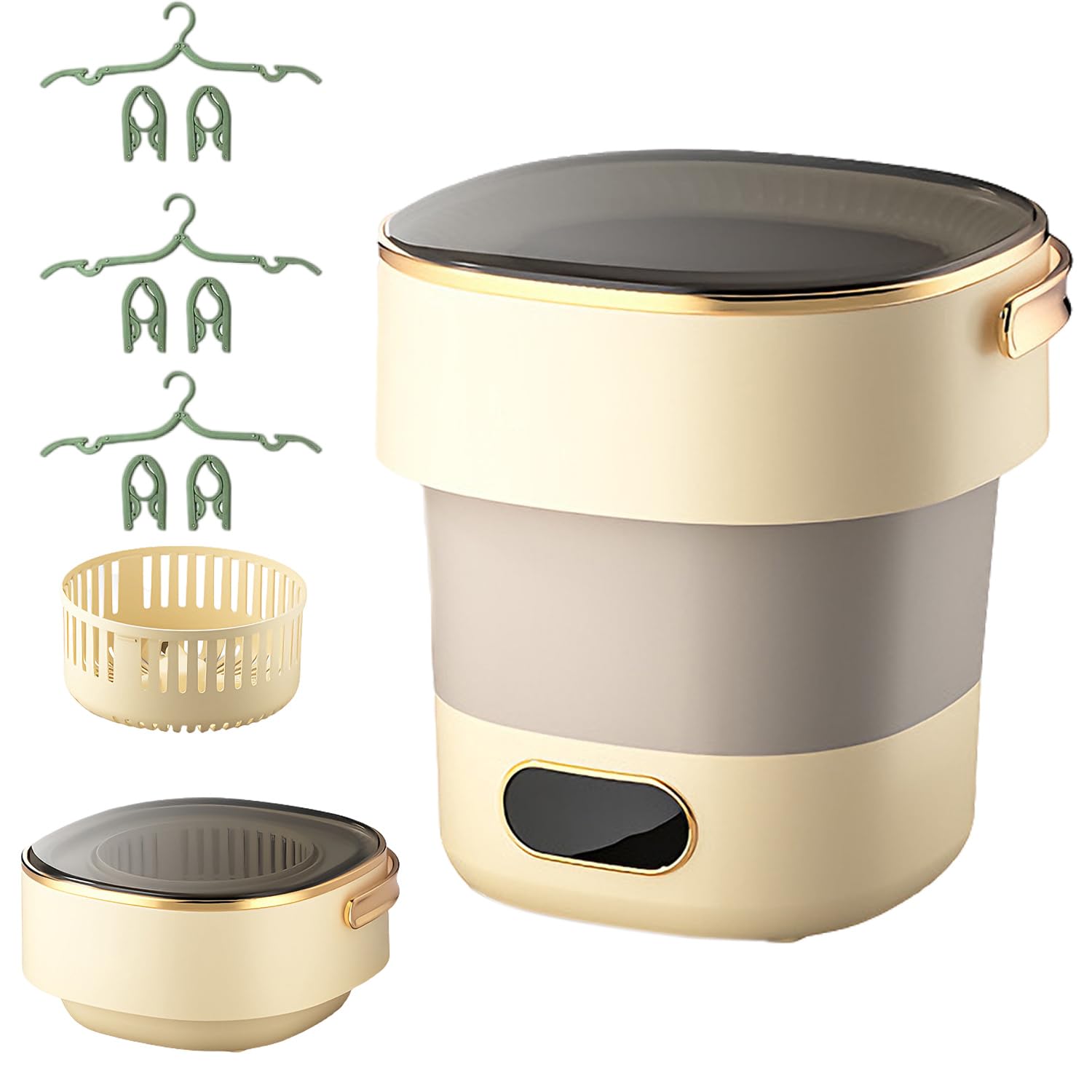 Mini Waschmaschine 15 l, Tragbare Waschmaschine mit Schleudern, 2.5kg Faltbar Reisewaschmaschine für Babykleidung, Camping Toplader Klein