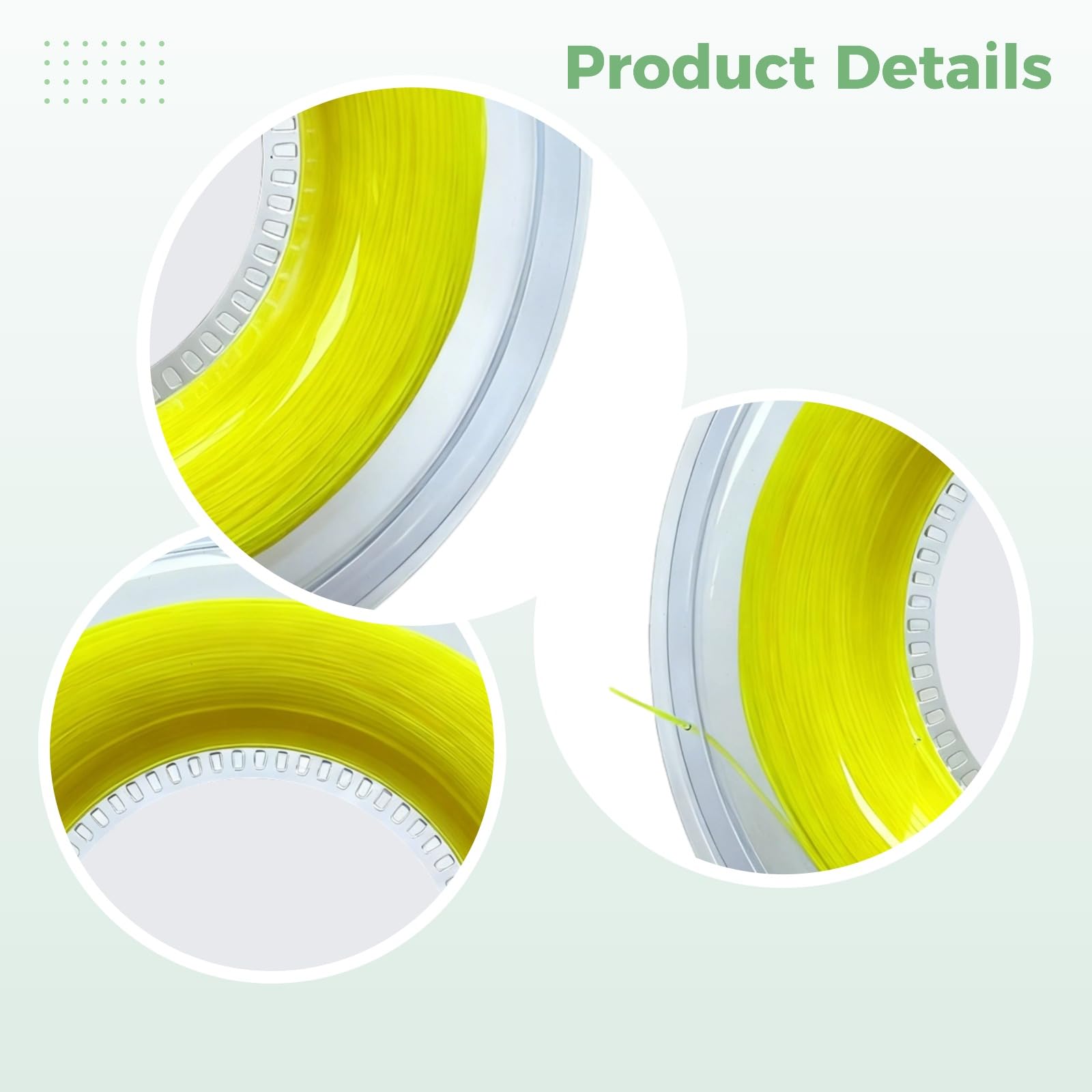 Carrete de cuerda de tenis de nailon, 16 g, 1,35 mm, multifilamento, 200 m de longitud, tensión estable y absorción de golpes, amarillo fluorescente para alta visibilidad, rendimiento