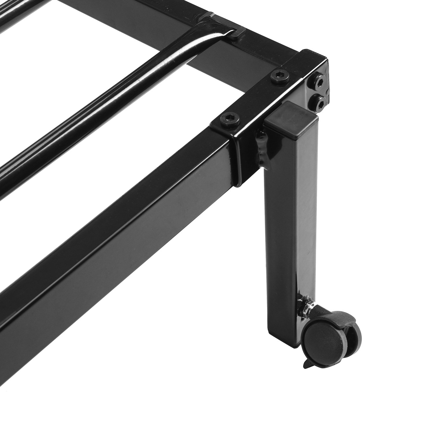 setsail Cadre de lit simple pliable en métal de 90 x 190 cm, lit d'appoint portable avec 4 roues, convient pour matelas de 90 x 190 cm, noir