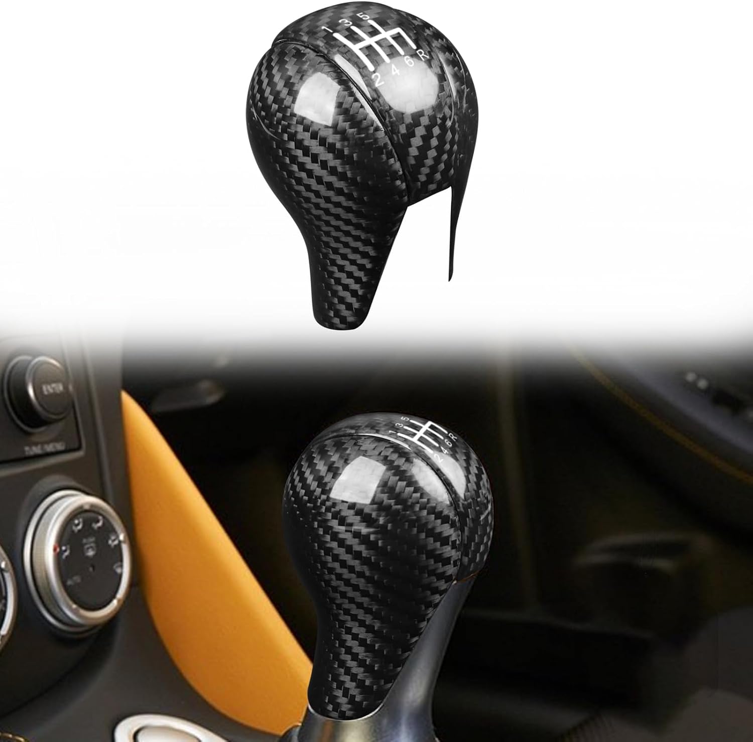 Car Shift Knob Side Trims 2pcs Decals Carbon Fiber Accessories Compatible with Nissan 370Z 2009 2010 2011 2012 2013 2014 2015 2016 2017 2018