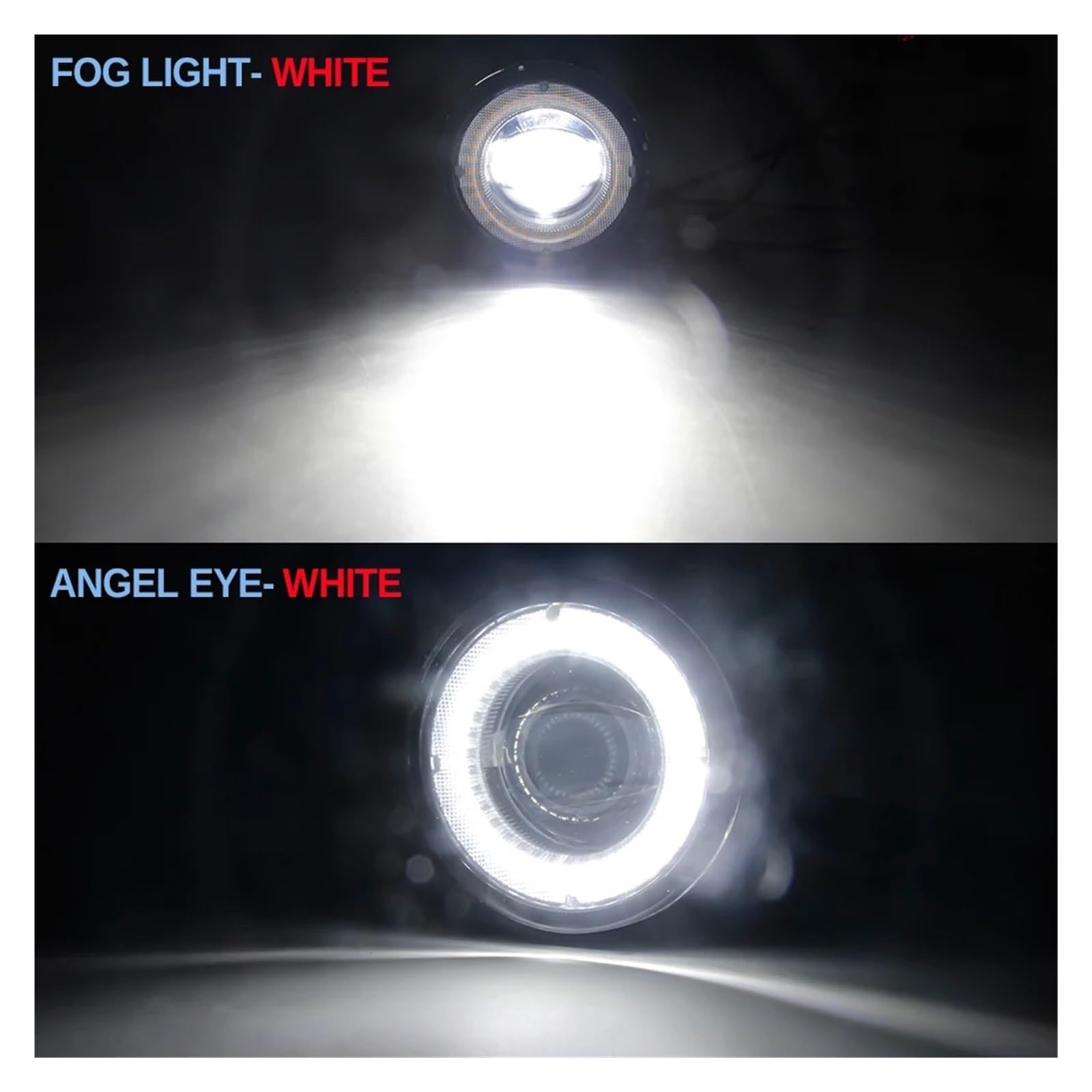 Faro Delantero Luz LED Antiniebla Coche H11 30W Lámpara Circulación Diurna DRL Con Ojo Ángel Para Nissan Para Safari Para Patrol Y61 Para Facelift 2005-2009 Faro Antiniebla(White and White)