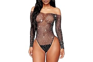 Enchanting Mesh Fantasy: Sheer Teddy Adorned with Dazzling Rhinestones