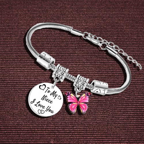 To My Niece Butterfly Bracelet I Love You Bracelet Gifts for Niece Christmas Birthday Gift for Nieces from Aunt Uncle3