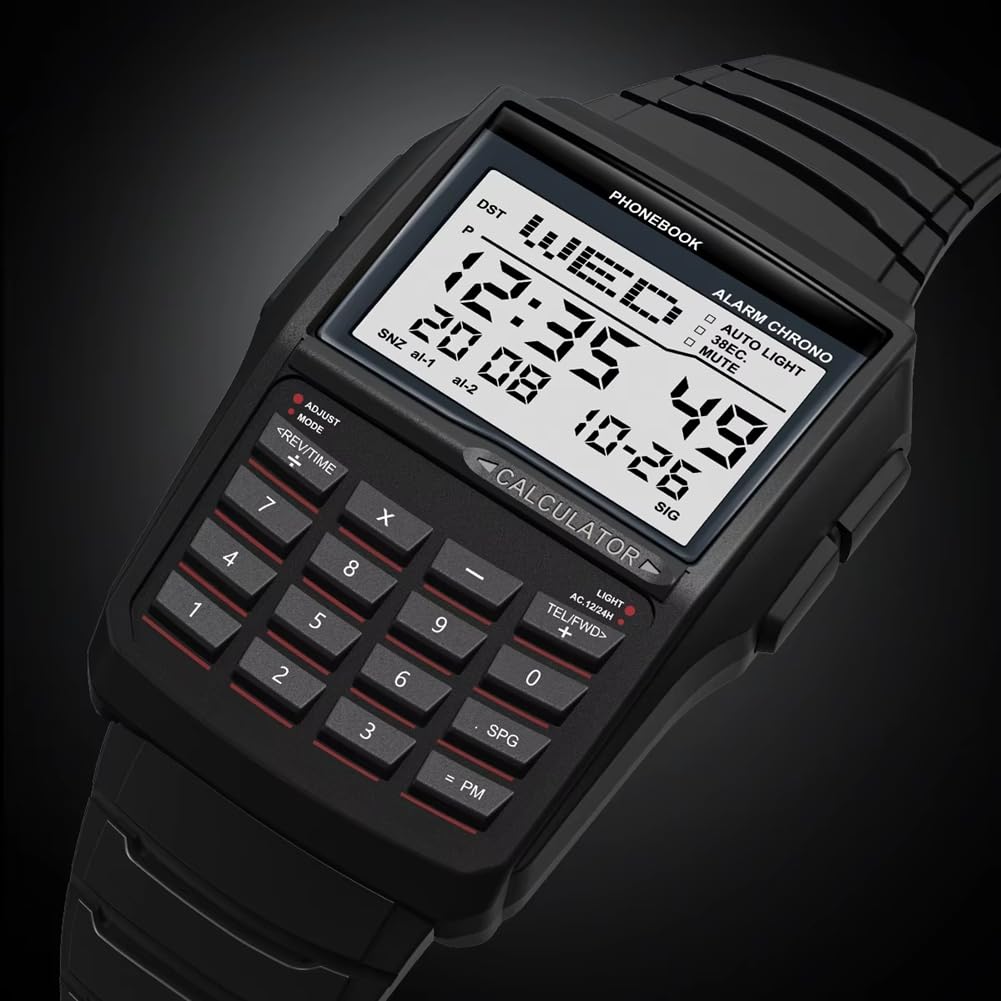 Orologio Digitale Multifunzione con Calcolatrice, Stile Computer, Resistente all'Acqua.