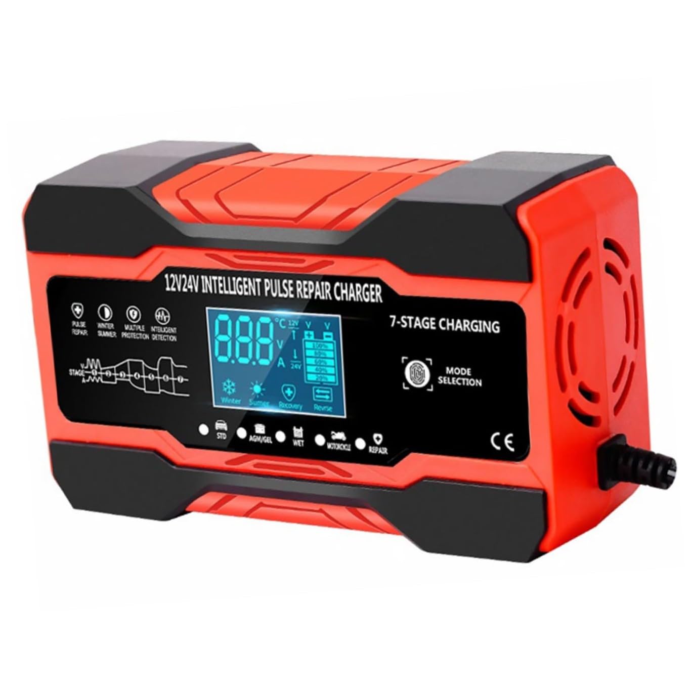 iplusmile Caricabatterie Intelligente per Auto da Manutentore di Batterie Riparatore Impulsi Carica e Mantiene Veicoli Elettrici e Agricoli