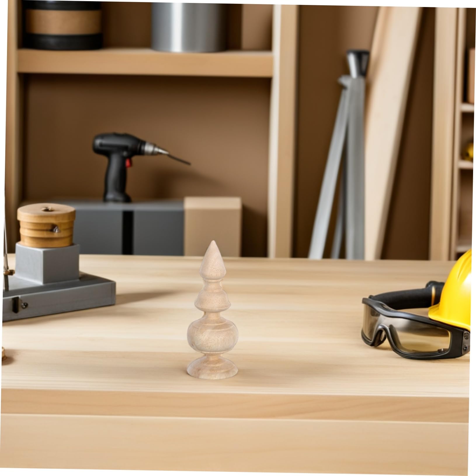 HOMSFOU Remates Decorativos y Barras de Cortina 2 Piezas de Madera sin Terminar Superficie Lisa y Tallado Fino para Postes de Cama para Decoración Interior DIY