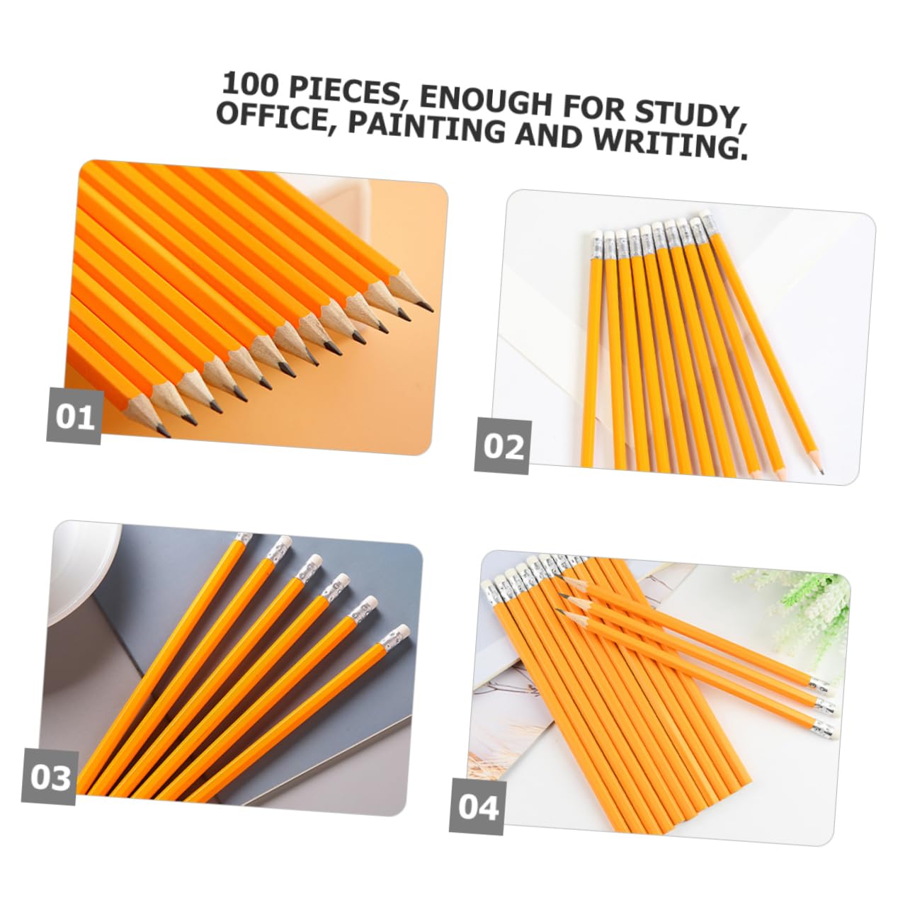 Operitacx 100pièces Crayons Hb Avec Gomme Pour Étudiants Pencils Pour Écriture Et Dessin