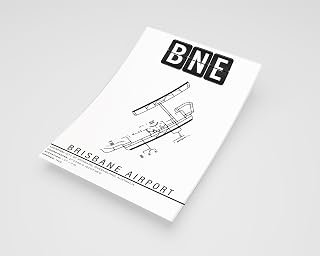 MG Global Modern Poster of BNE Brisbane Airport (2) | 11x17 12x18 16x24 24x36 Minimal Unframed Print | Minimalism Wall Art Gift | Minimalist Home Office Decor