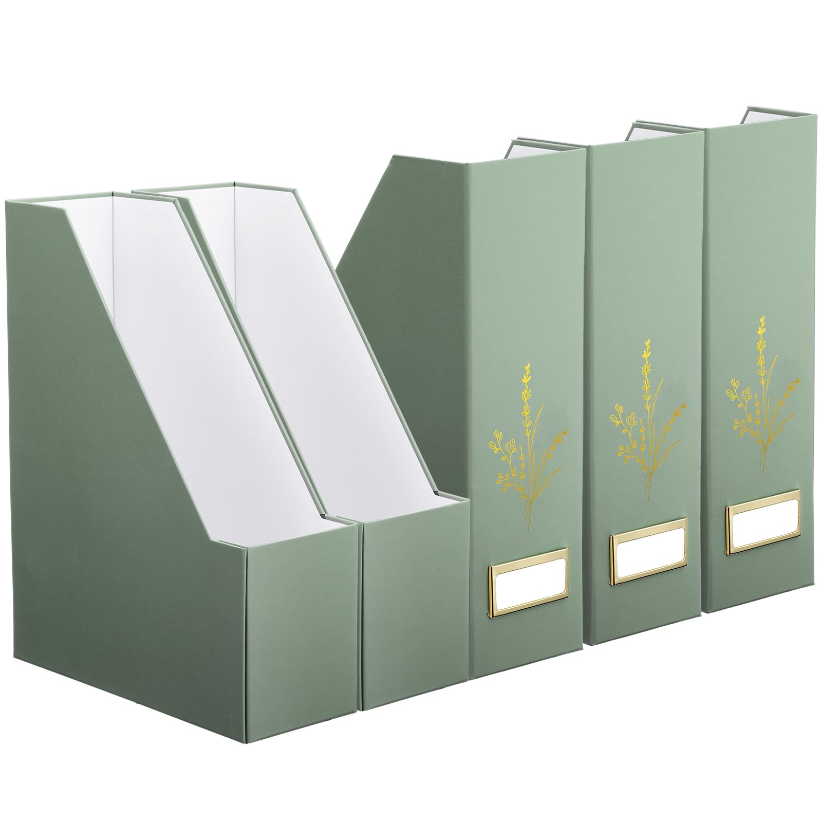 AmazingSpark 5 Pack Magazine File Holder Office Desk Storage Holder Set Vertical Desk Cardboard Organizer for Office Home Classroom Organize Your File Magazines Paperwork Books or Binders(Sage Green)