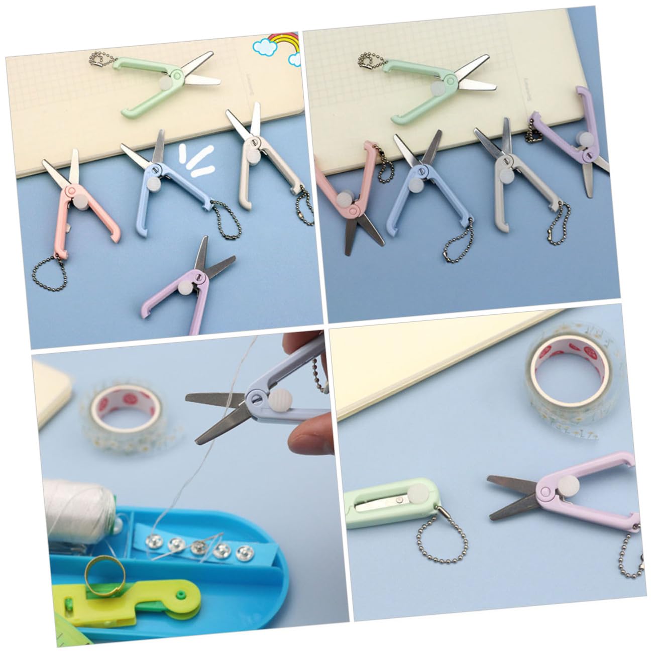 NUOBESTY 4 Ensembles Ciseaux De Coupe Mini Petits Ciseaux D'Artisanat Pour Le Bureau Pour Coupe-Fil De Couture À Tissu Petits 5 pièces * 4