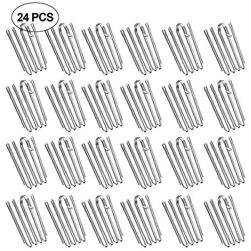 Natuce 24PCS Ganci per tende a 4 punte, Ganci per Tende, Arricciatura a piega fissa, Gancio da Tende, Gancio Tenda Metallo