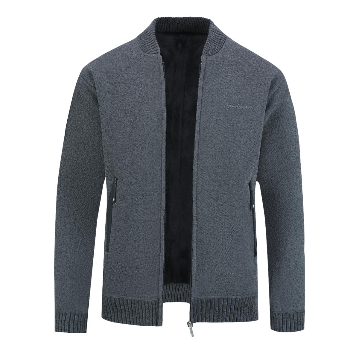 YOUTHUP Herren Strickjacke Winter Fleece Futter Strickpullover Regular Fit