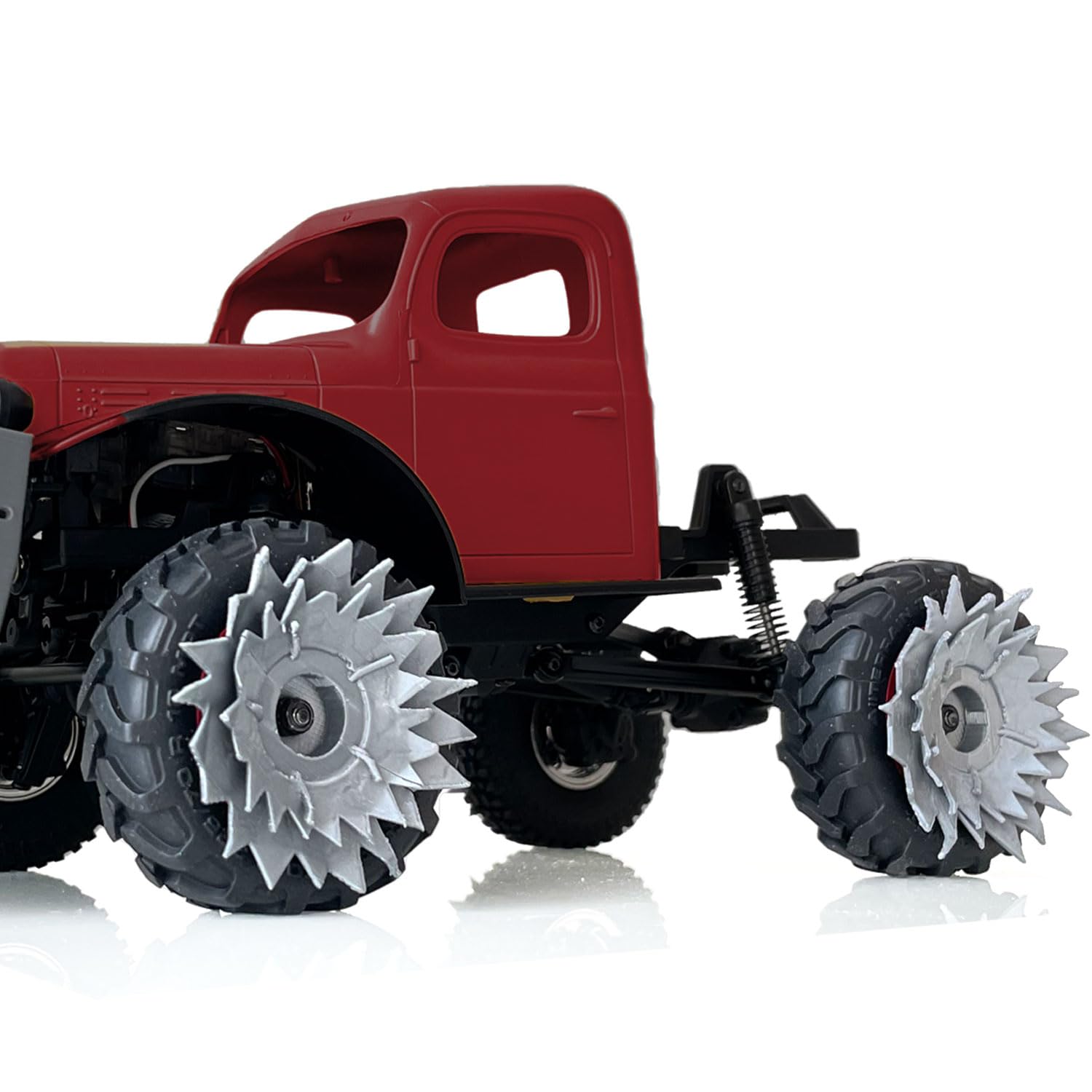 Spiked Wheel Covers Model upgrate Parts for FMS FCX24 Power Wagon RC Crawler Truck (NO Truck Included)