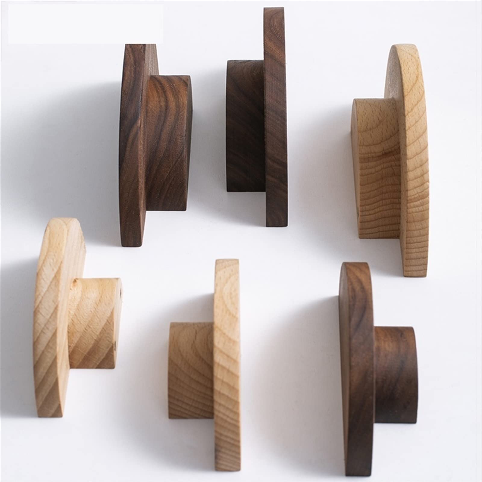 Pomello in legno a forma di semicerchio per cassetti, maniglie per mobili in noce, ferramenta per mobili semplici, 1 pezzo (W 0337 64 mm frassino)
