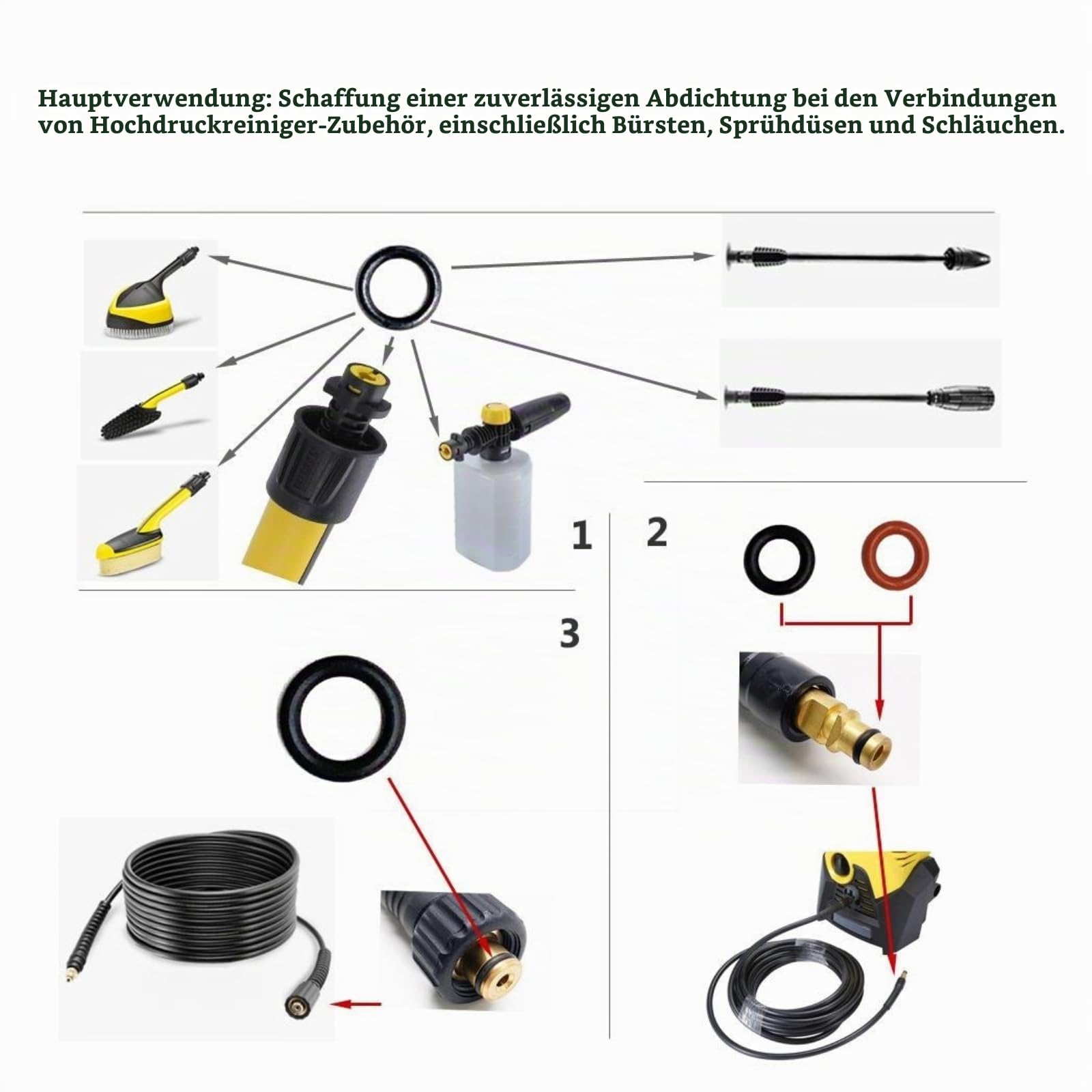 O-Ring für Karcher Lanze Schlauchtülle, 2.640-729.0, Gummi O-Ring Hochdruckreiniger kompatibel mit K2 K4 K5 K6 K7, 20 Stück
