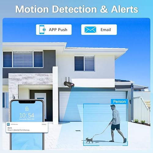 Miniatura 5 de Gran angular de 130 y audio de 2 vías Sistema de cámara de seguridad inalámbrico para exteriores, cámaras inalámbricas para seguridad del hogar,