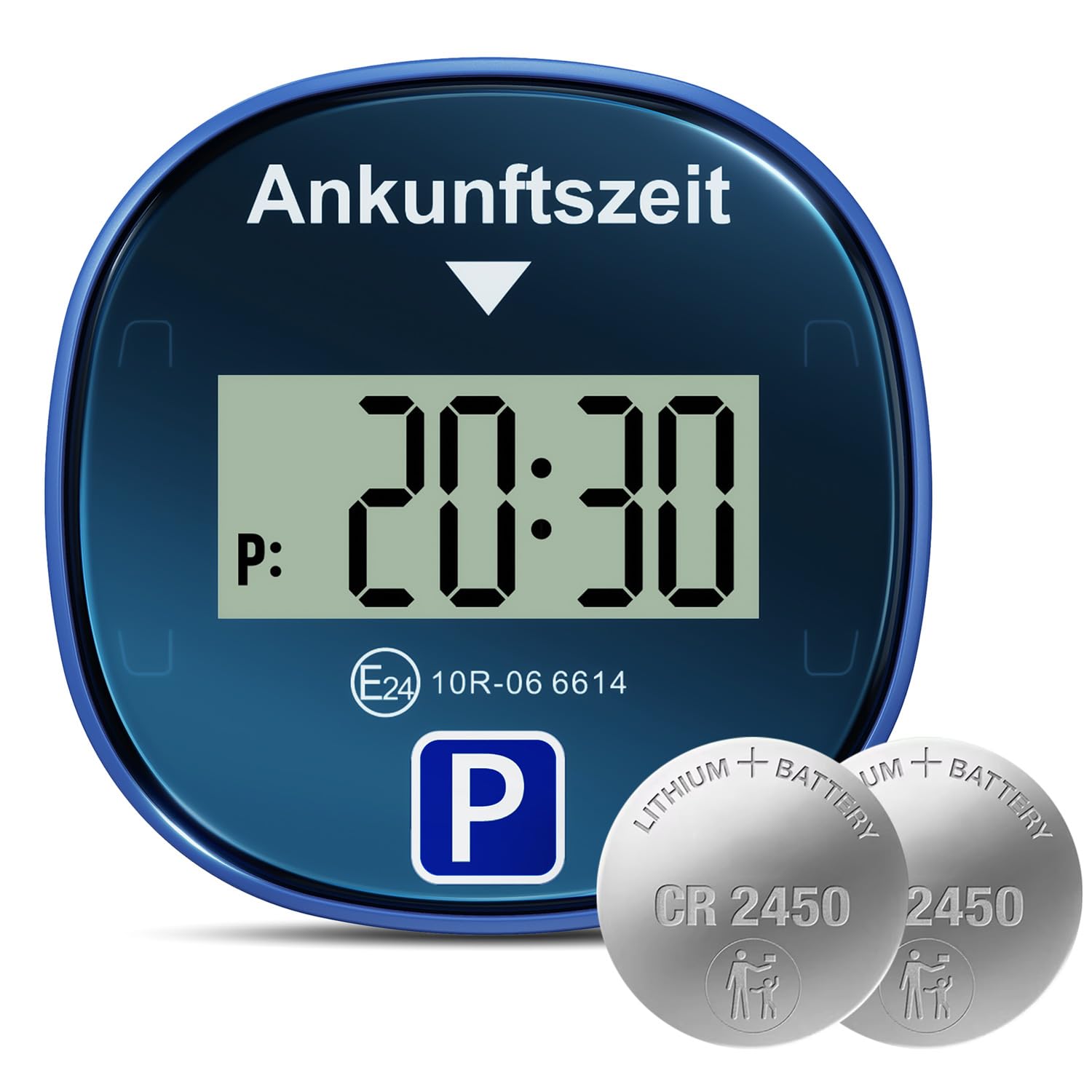 Gooofly Elektronische Parkscheibe mit 2 Batterien, Automatische Parkscheibe Elektrisch mit Zulassung, Digitale Parkscheibe, Parkscheibe Auto Parkuhr mit 2 Displays & 3 Parkmodi
