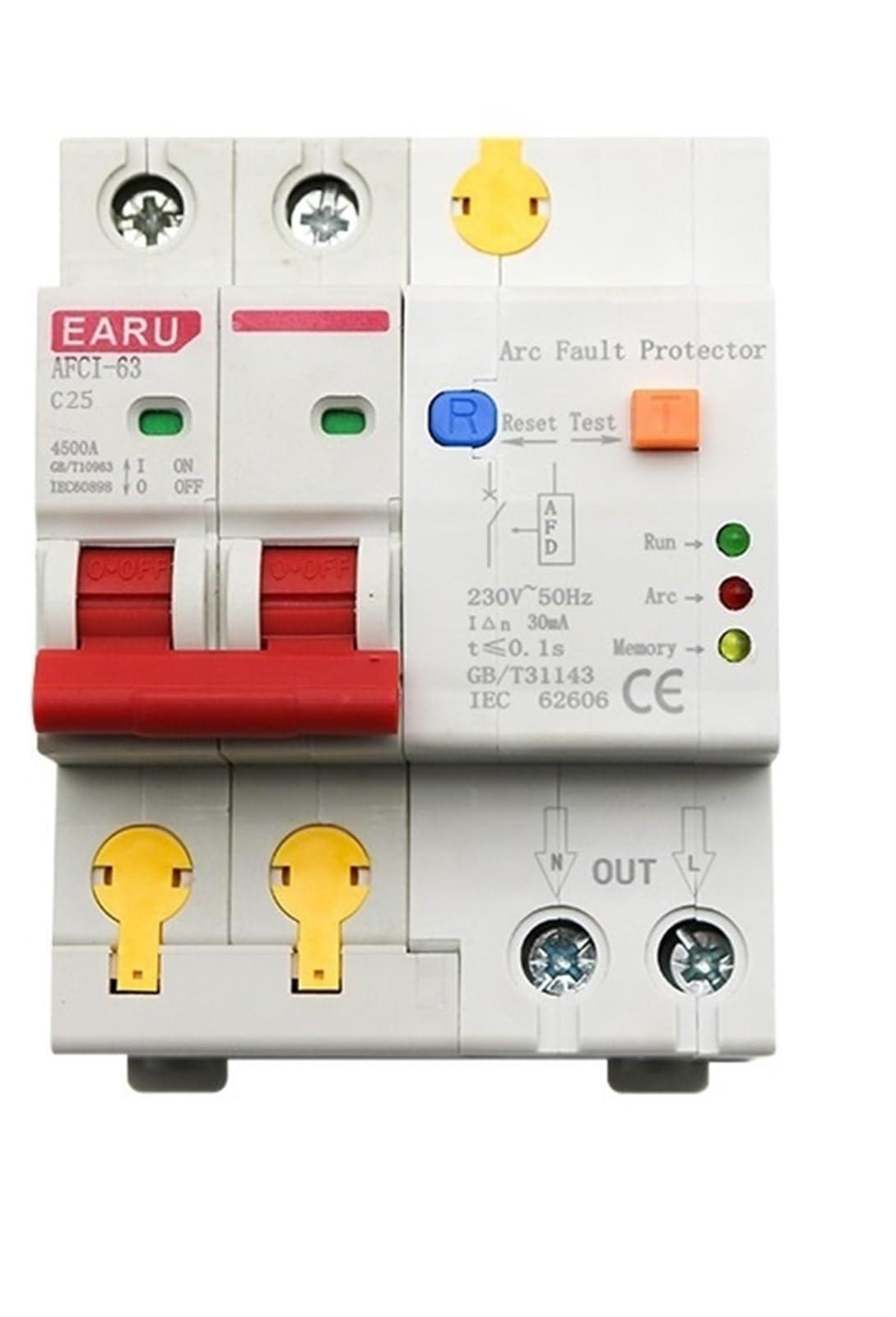 JNVFTCUX 25A 2P AFDD AFCI Arc Fault Protector Dector Circuit Breaker Interrupte Overload Earth Leakage Short Voltage Protection
