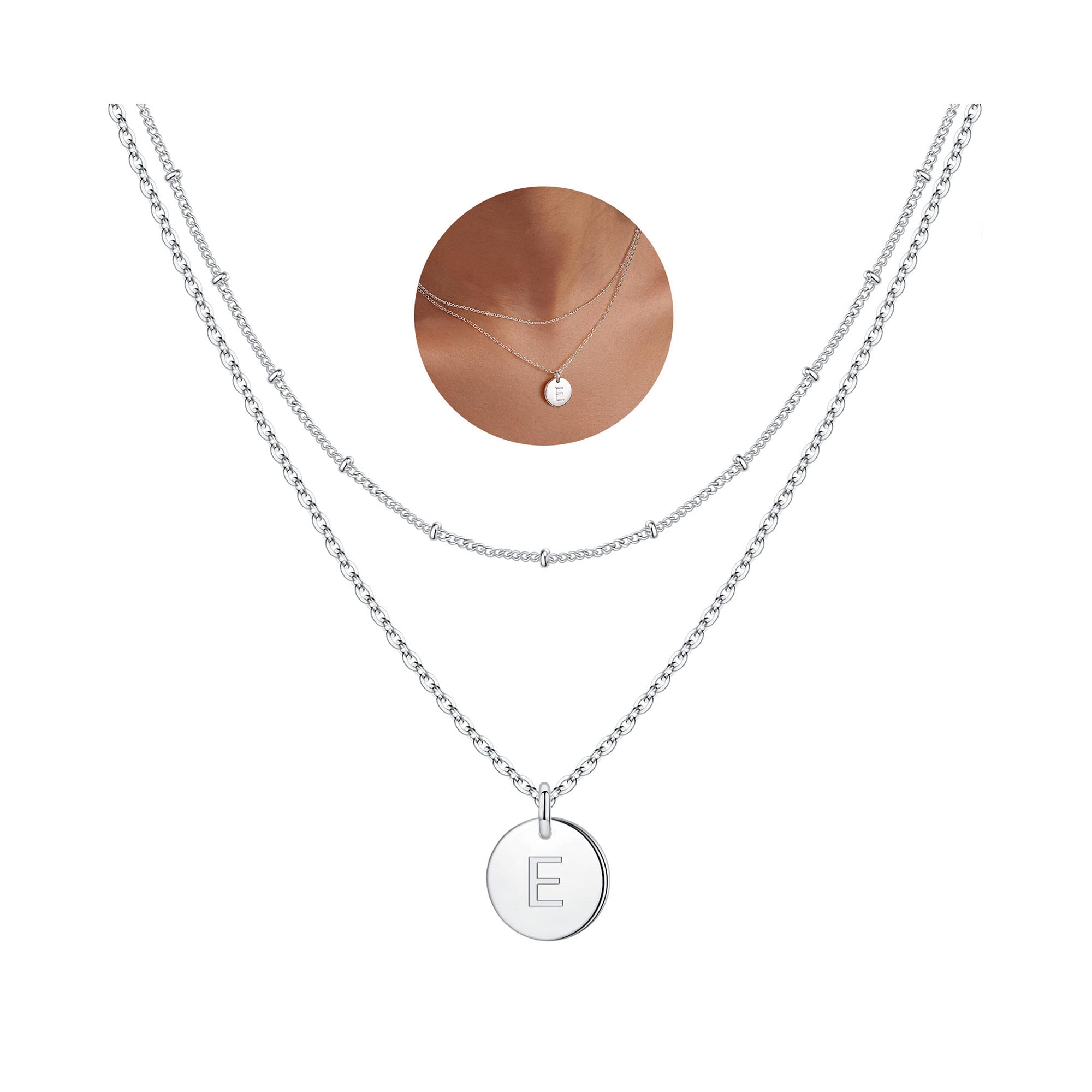 TINGN Buchstaben Kette Damen Mädchen - 14 Karat Vergoldet Ketten Doppelter Seite Gravierter Ketten Damen Buchstaben Kette Layering Halsketten Geschenke für Frauen Teenager Mädchen Schmuck