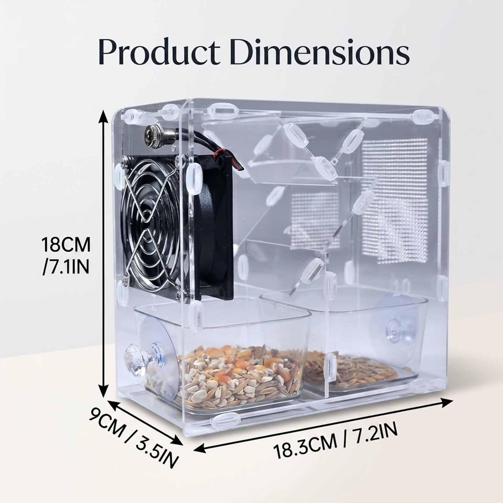 Máquina Limpiadora De Semillas para Pájaros, Separadora De Cáscaras Transparente con 2 Compartimentos Y Ventilador De Velocidad Ajustable, Lavable, con Filtro Integrado, para La Limpieza De