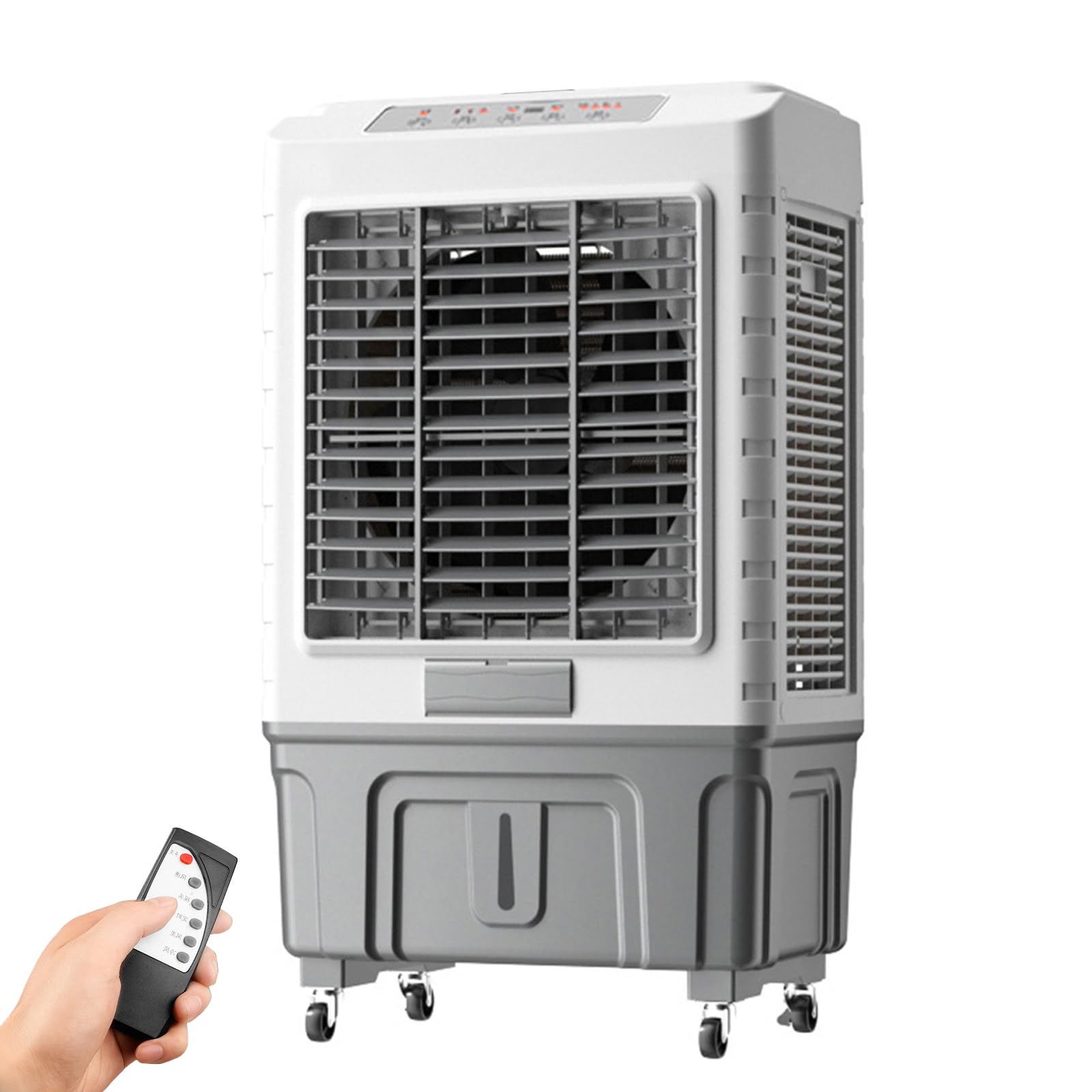 TIANQIHAO Evaporative Cooler, Large Tank & Strong Airflow For Large Rooms, Remote Control, 3-Speed Auto Oscillation, 7.5H Timer,50 x 37 x 88cm