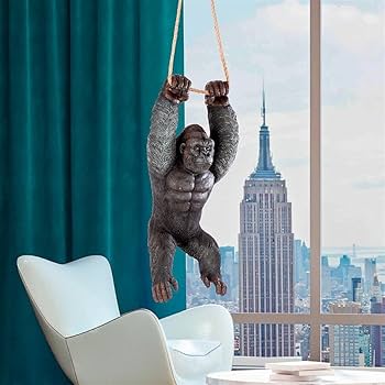 Amazon.co.jp: ぶら下がるゴリラの彫刻 吊り下げ置物大猿