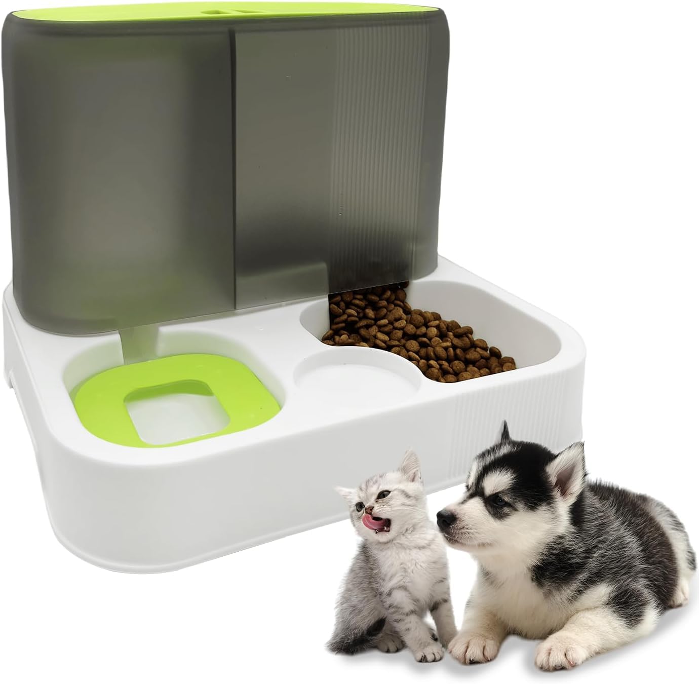 Kathson Automatic Cat Feeder and Water Dispenser - Large Capacity Gravity Feeder for Small Dogs, Puppies, Cats & Pets
