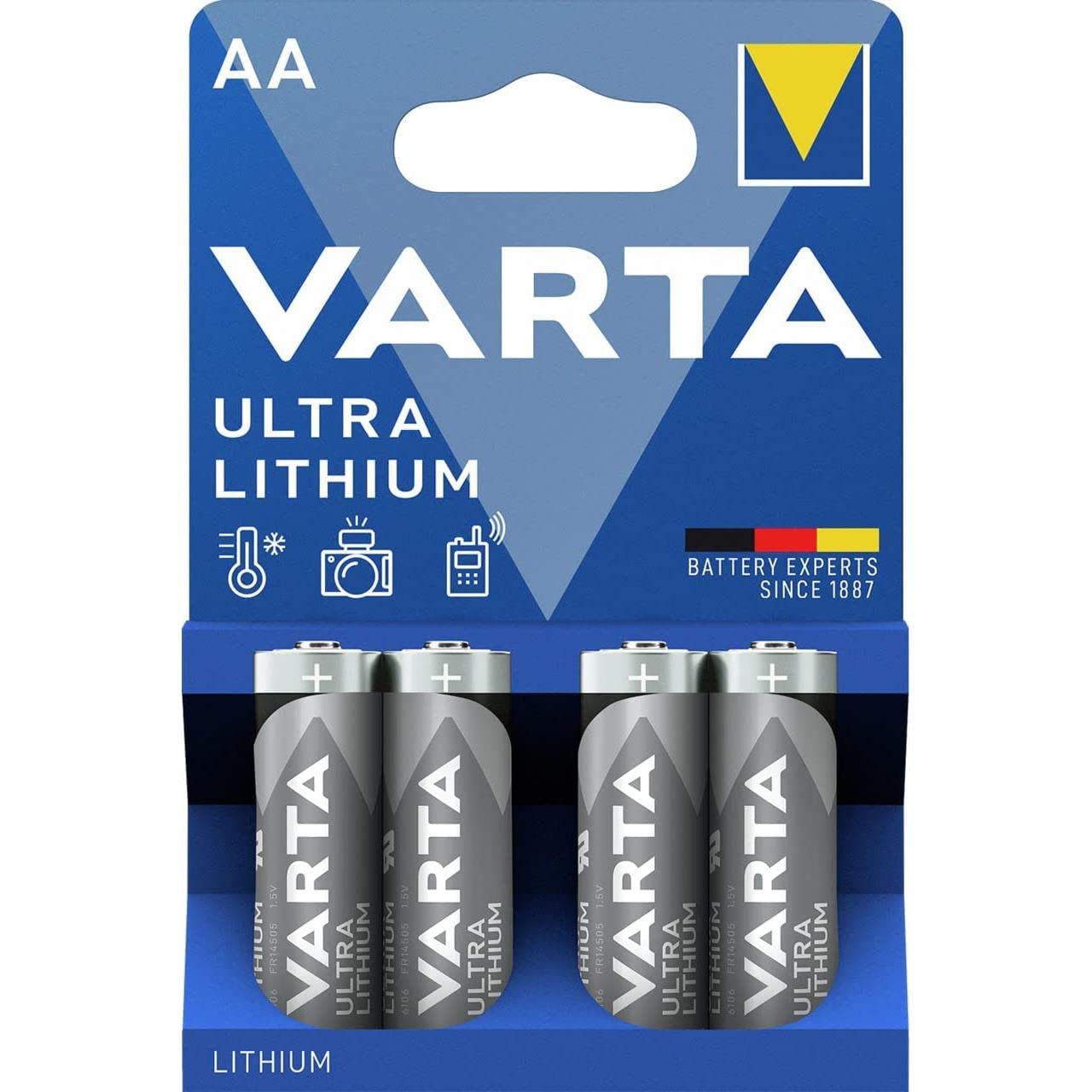 VARTA Lot de 3 Blisters de 4 piles Lithium LR6/​AA