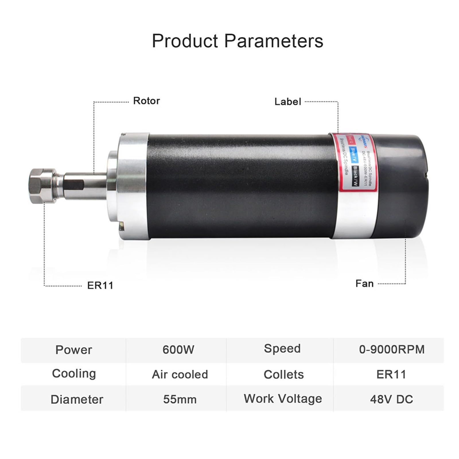 Kit motore brushless mandrino CNC 600w 48v DC for fresatrice for incisione,Basso runout(600w Spindle Kit 1)