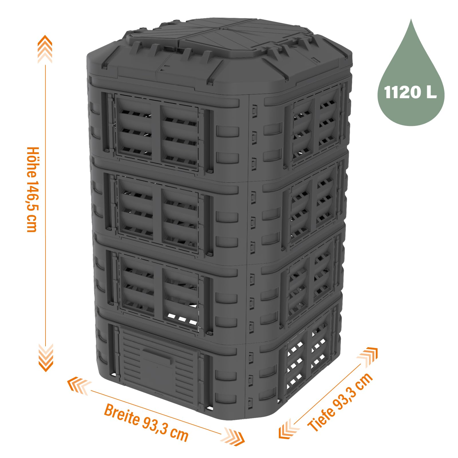 Modul Komposter 1120L schwarz Turm