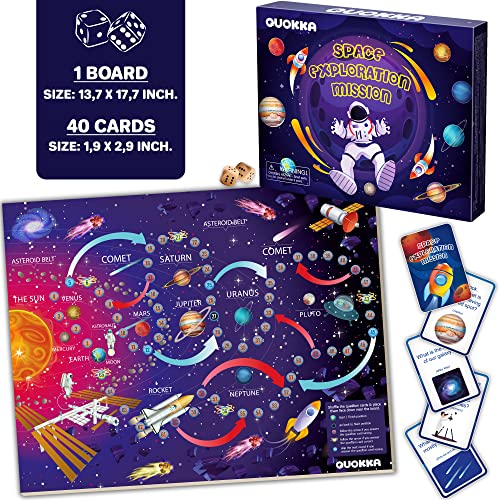 Quokka WORLD SPACE BOARD GAME 3X Set Learning Board Games For Kids 6-8 - Educational Trivia Cards Ages 8-12 | Travel United States | World Map thumb #1