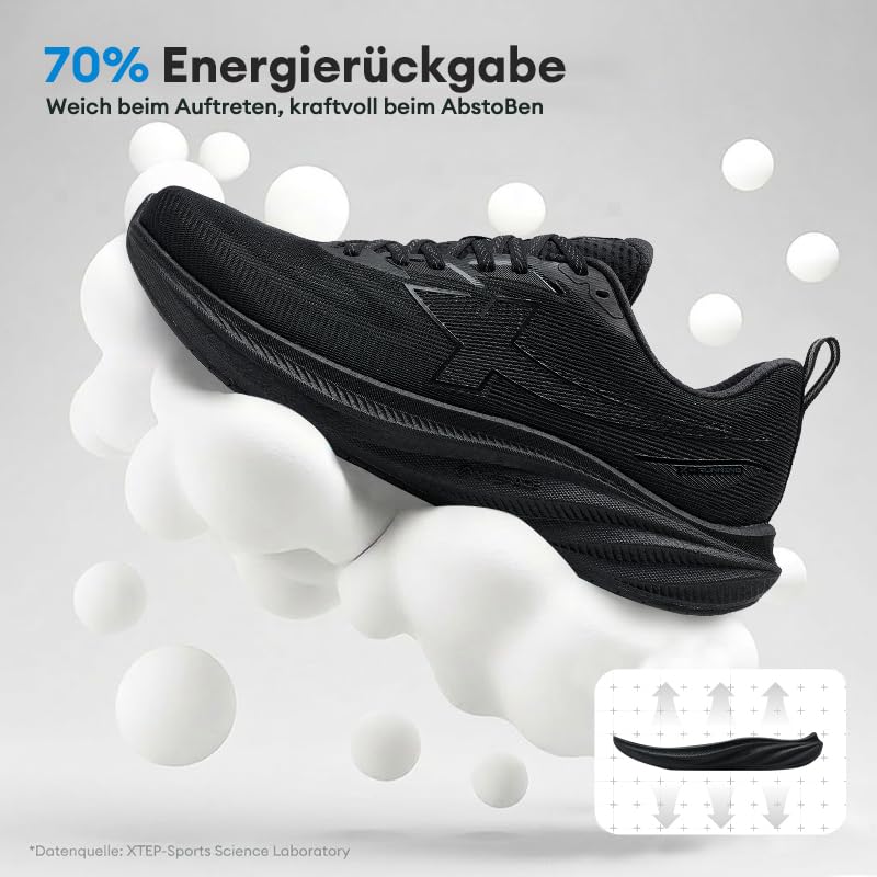 Chaussures de course homme extra larges XTEP pour jogging confortable noir