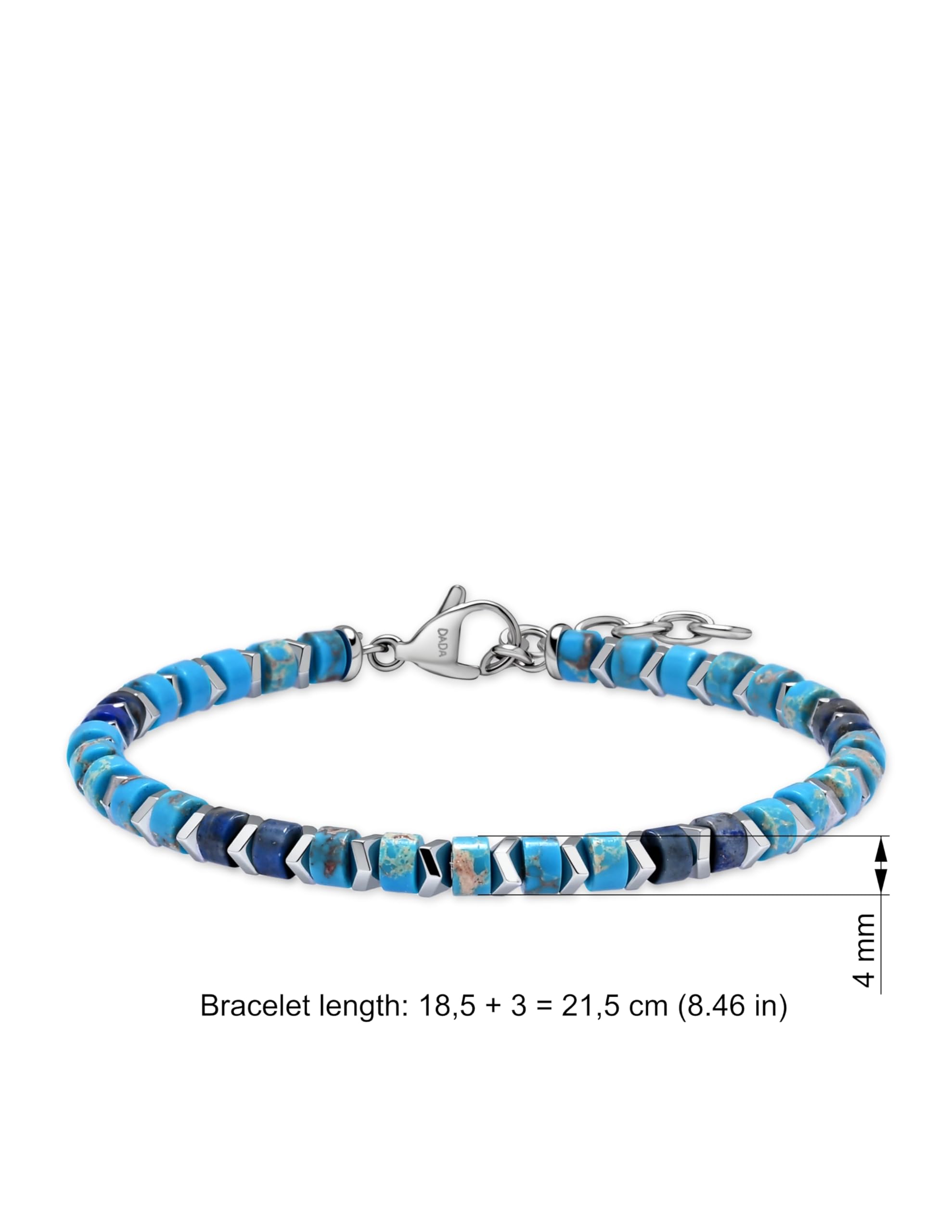 Dada Gioielli - Bracciale Uomo Donna con Pietre Naturali Multicolor e Acciaio Inossidabile, Design Moderno Elegante, Regolabile, Idea Regalo