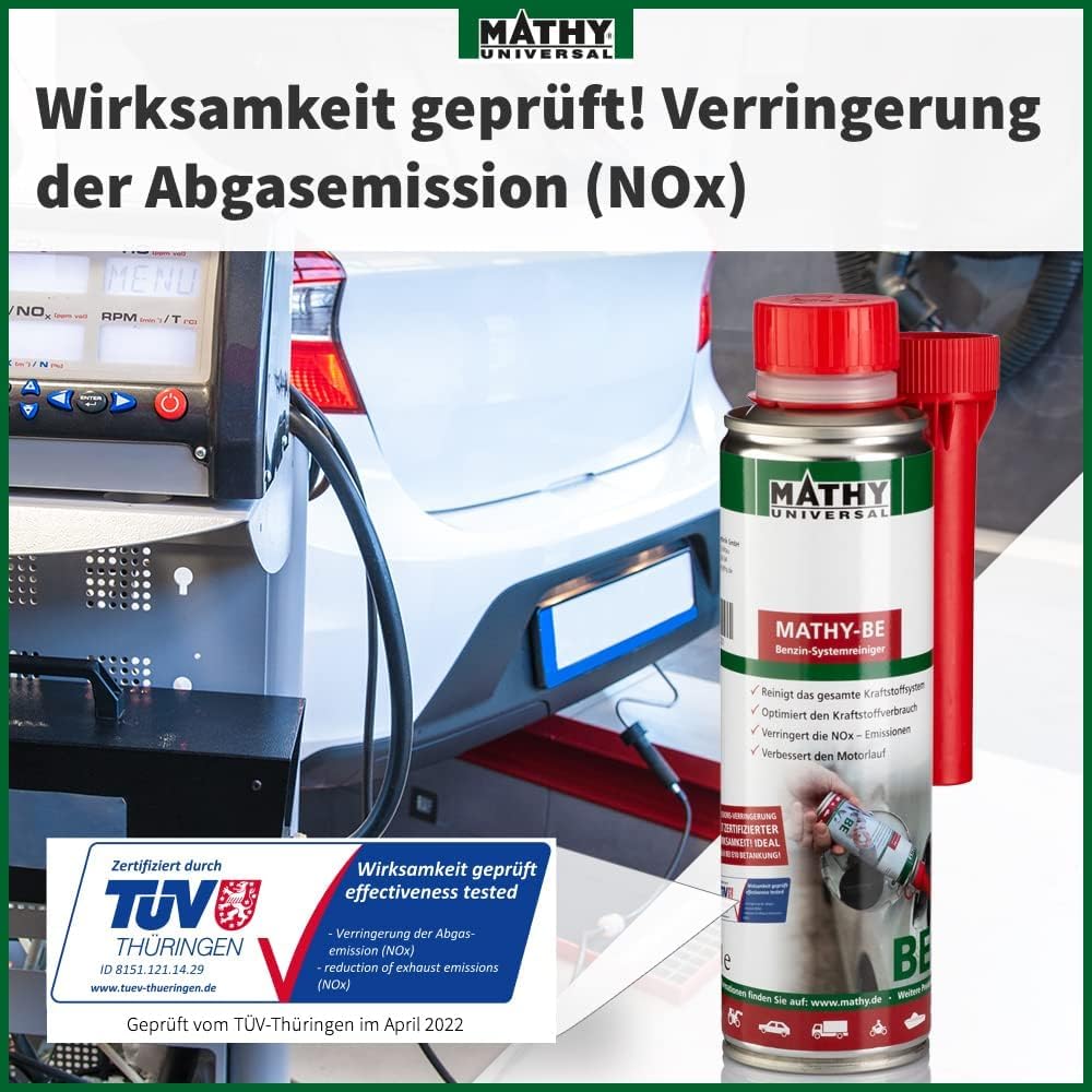 MATHY Benzin AGR-Schutz-Kur mit Systemreiniger und AGR Ventil Benzinadditiv | Kraftstoffadditiv Set für Benzinmotoren, Reduziert Ablagerungen und schützt Motor, Abgassystem Pflege für Benziner