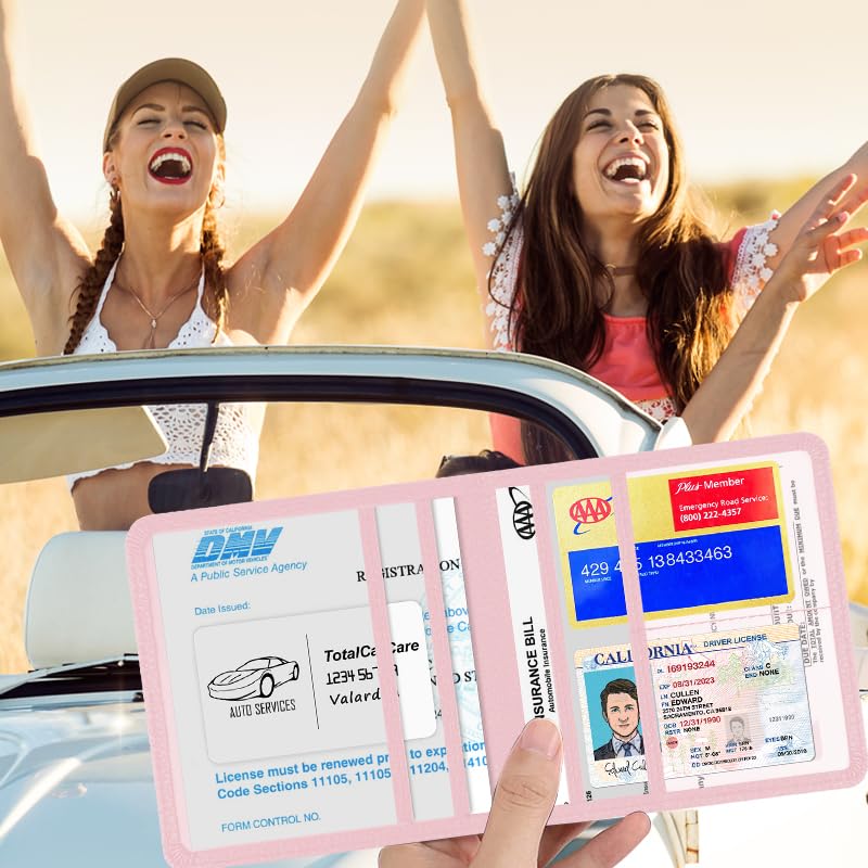 Porta Documentos Para Auto Rosa miniatura 5