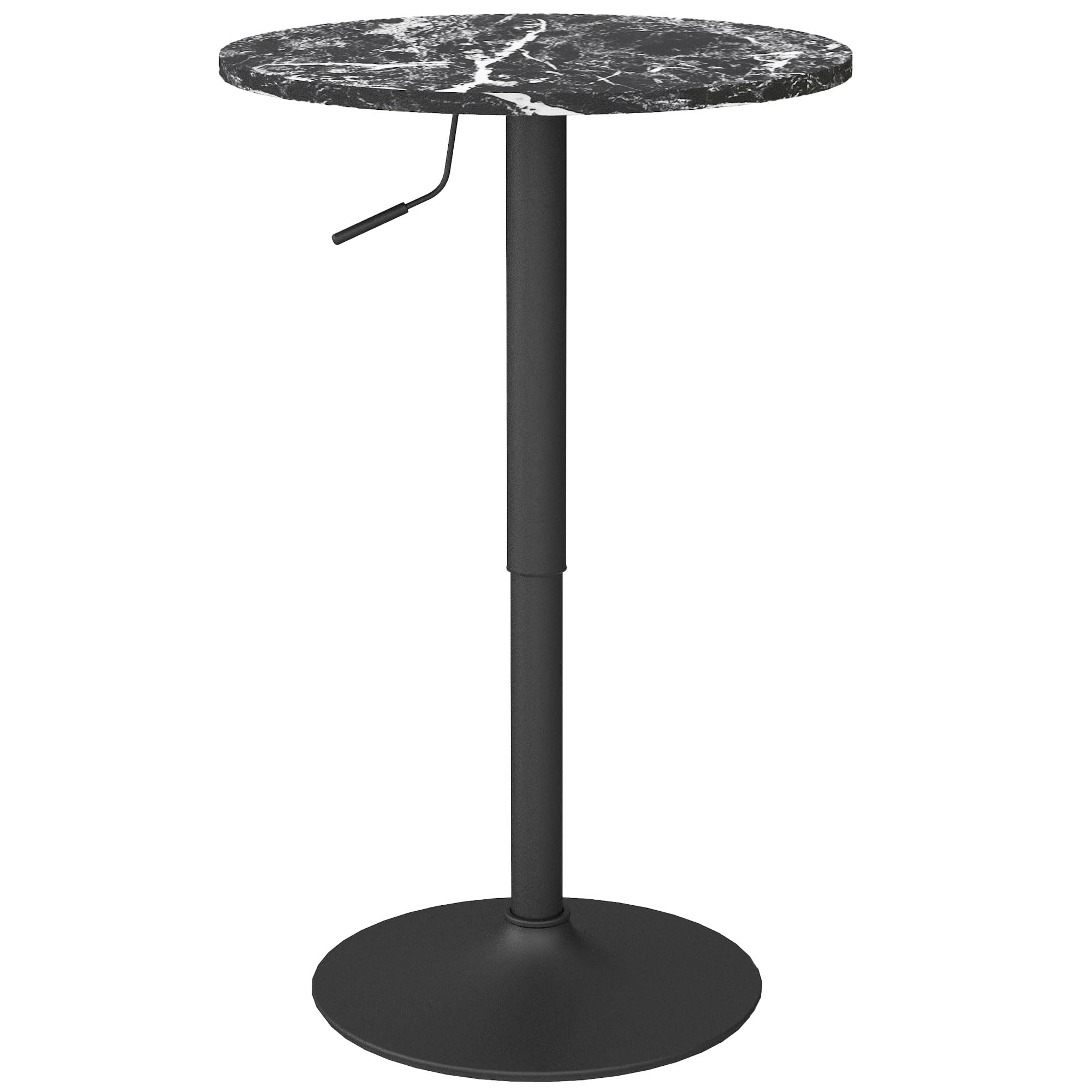 HOMCOM Bartisch Stehtisch Höhenverstellbar Rund Ø60 x 68-93,5cm Schwarz