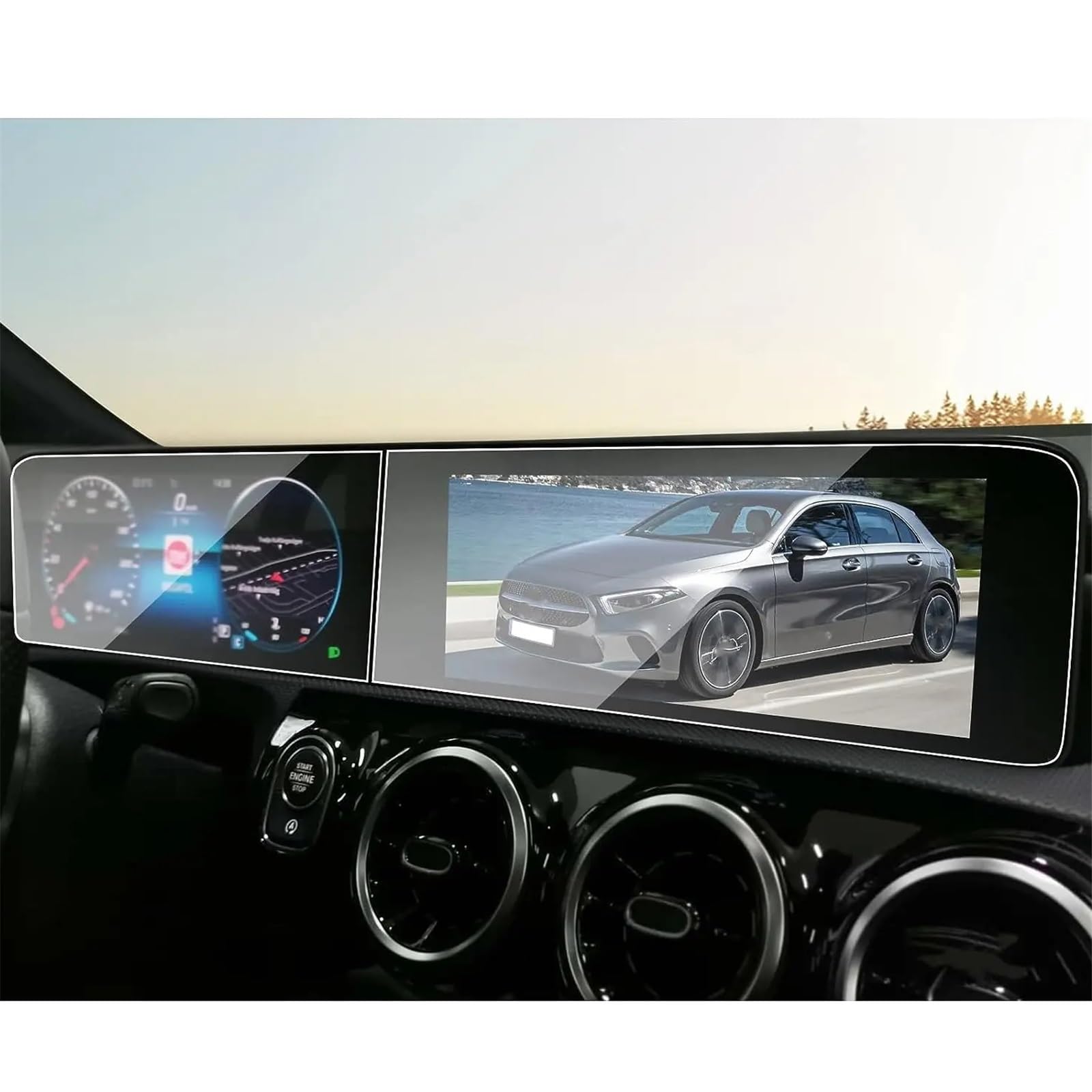 Protector de pantalla tablero Benz A W177 V177 cristal templado contra huellas y reflejos 5