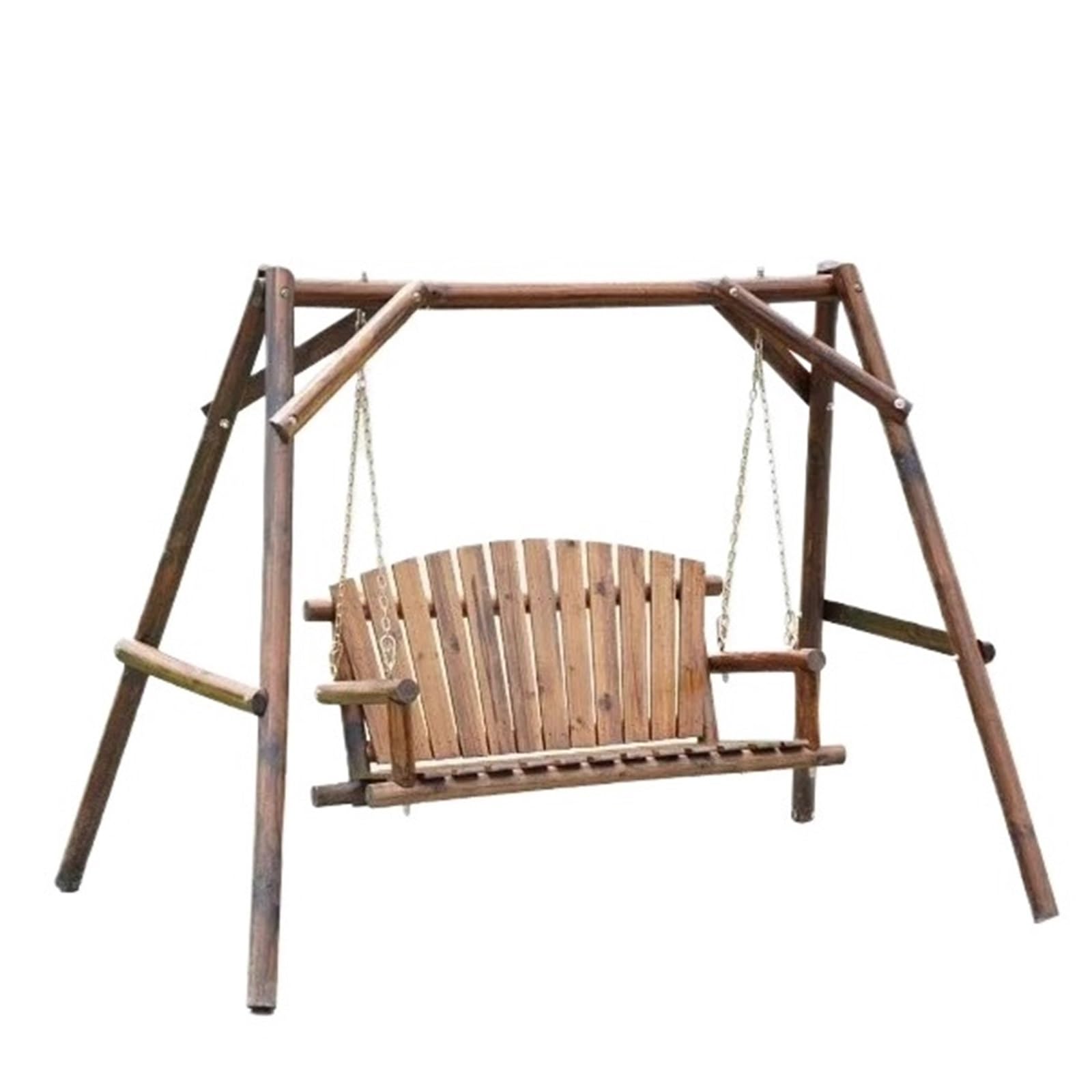 Wooden Swing Bench Wood Swing Garden Rocking Chair Outdoor Hanging Basket Home Leisure(Brown)