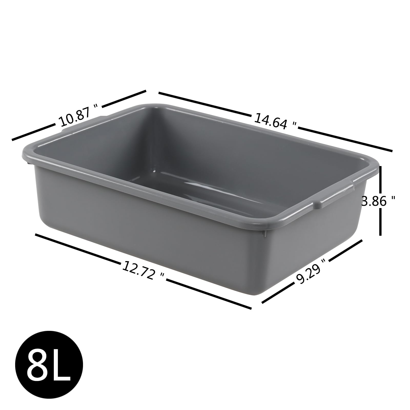 Farmoon Lot de 5 bacs de service alimentaire 8 L, petite boîte de bus commerciale, gris
