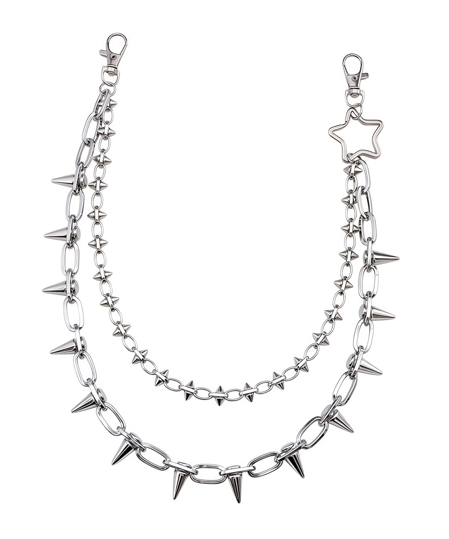 Punk Spike Pants Chain Layered Gothic Wallet Chain Keychain for Men Women