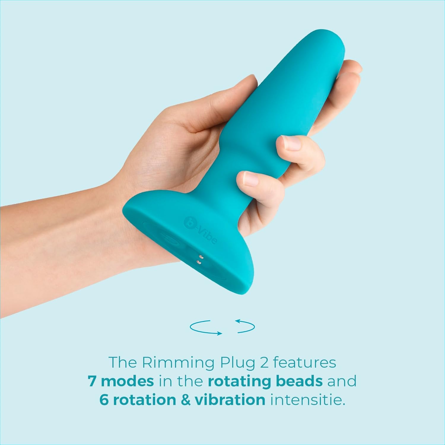 b-Vibe Rimming Anal Plug 2 - Remote Control Vibrating Butt Plugs Silicone Adult Anal Sex Toys (Teal)