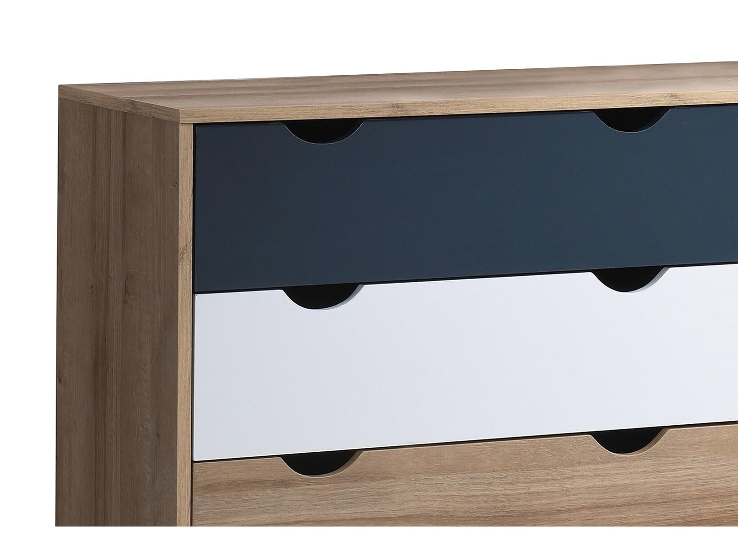 Vente-unique - Comò 6 cassetti le, Bianco e Blu marine - LURVIA