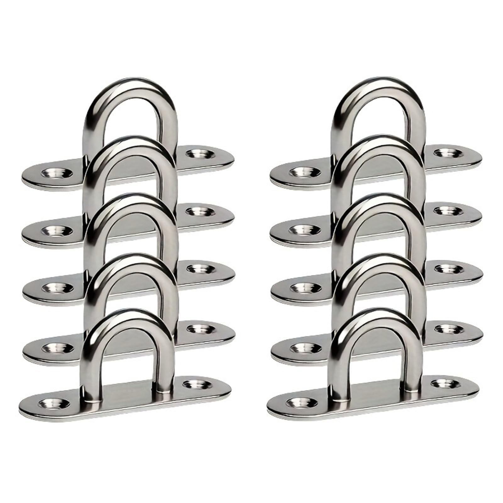 WENYOG Eye Plate 5/10pcs Heavy Duty Stainless Steel Oblong Pad,Mount Wall U Hanger Ring for Ceiling Garage Hammock Boat(10pcs)