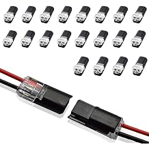 Double-Wire Plug-in Connector with Locking Buckle, Waterproof Solderless Small Gauge Wire Connectors in 2 Pin Connector Kit, 18-22AWG 20PCS