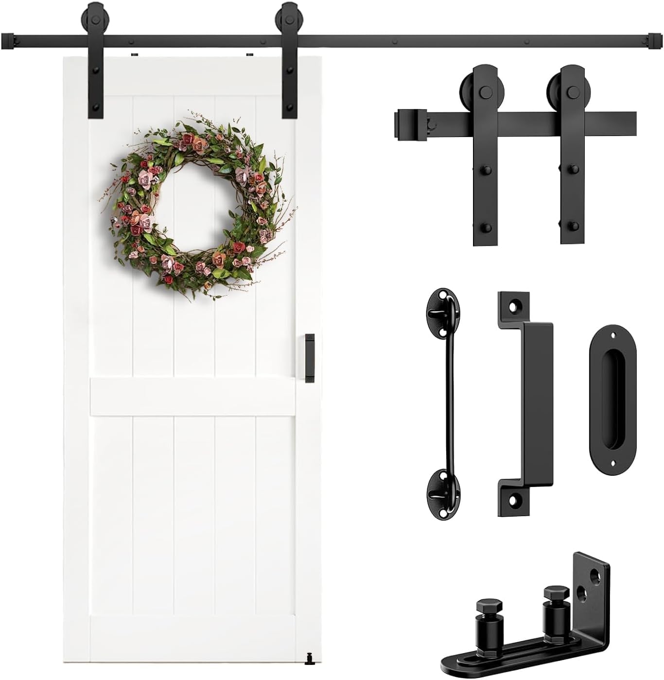 Arti-Life Sliding Barn Door Hardware Kit 6.6 FT Heavy Duty-Smoothly and Quietly- Easy to Install with Adjustable Floor Guide, Door Hook and 2 Handles - Fit 1 3/8-1 3/4" Thickness(I Shape Hanger) — Amazon image 11