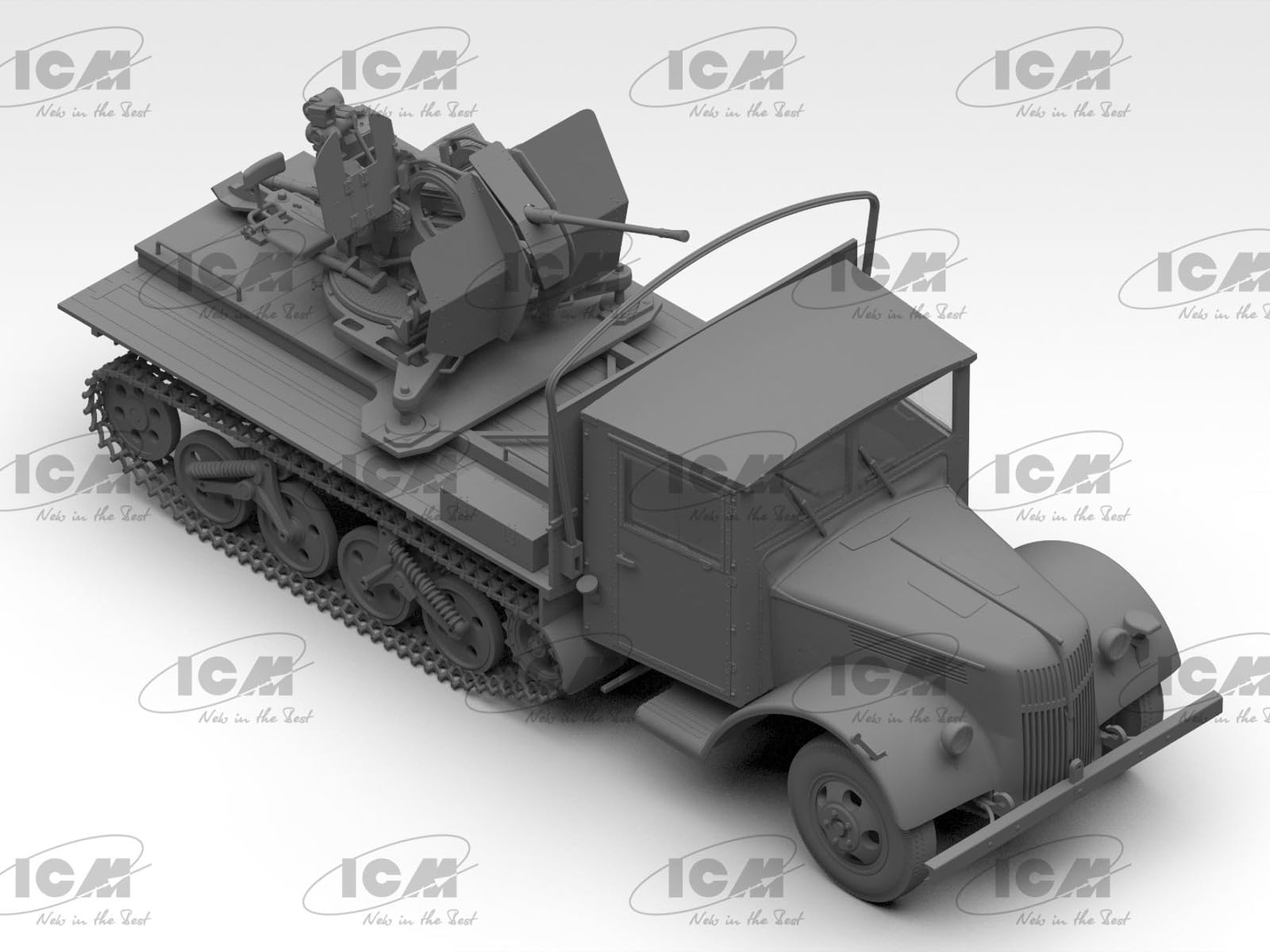 ICM 1:35 Sd.Kfz.3b with Flak 38 AA Gun, Red - Image 3