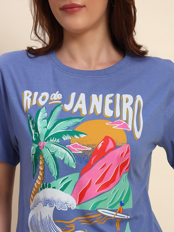 Image of THE DRY STATE Women Half Sleeves Cotton Tshirt