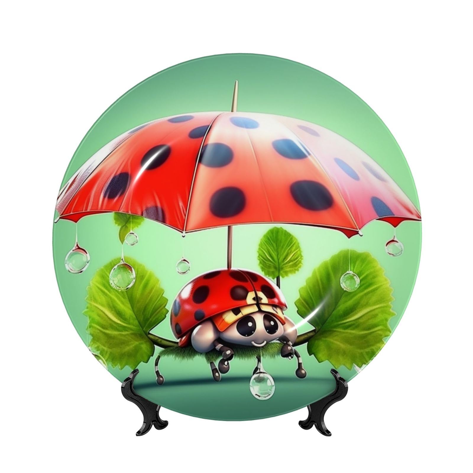 Assiette en porcelaine anglaise coccinelle faite main pour décoration chic 17,8 cm