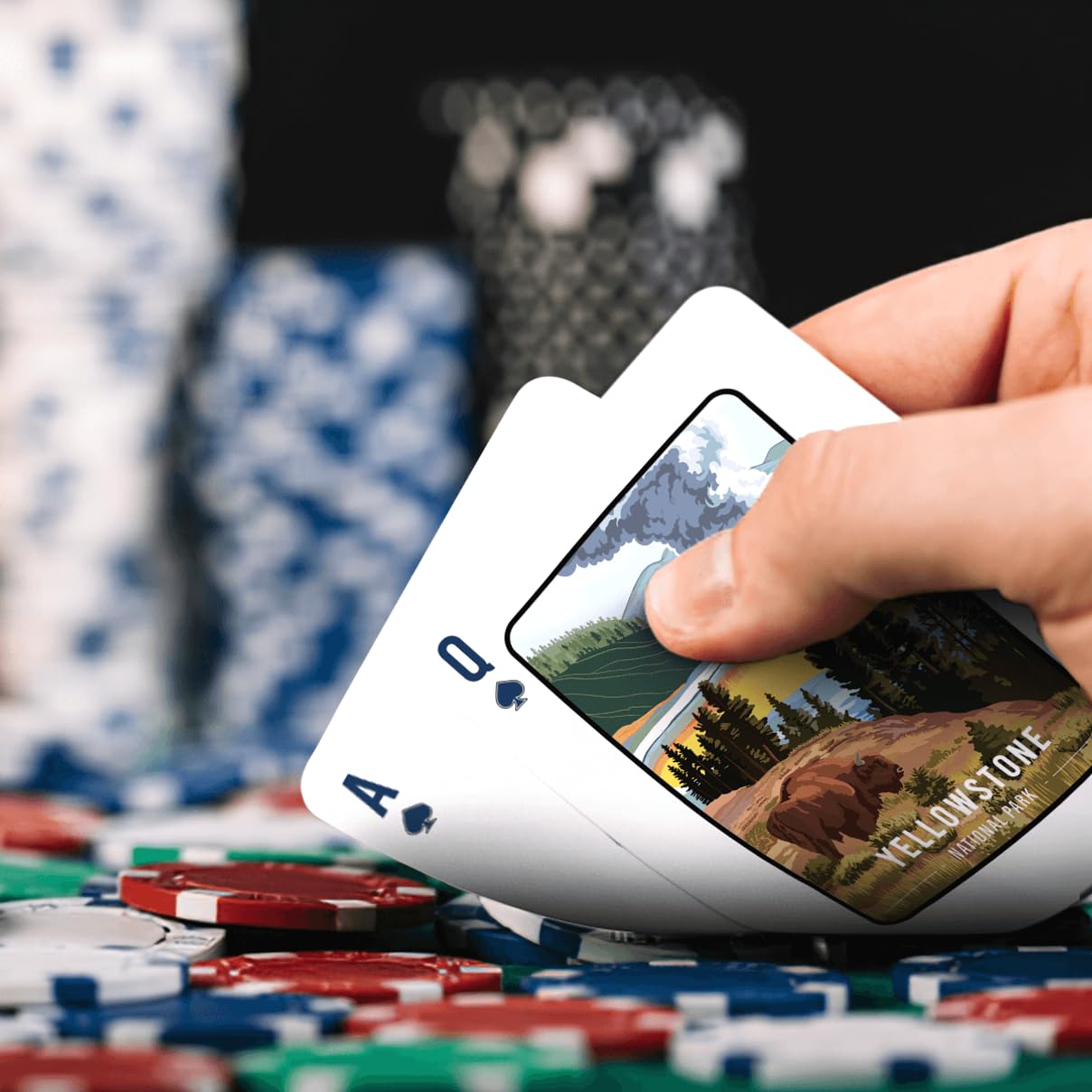 Nature Reserve National Park Playing Cards, Premium Black Core Paper Poker Deck with Linen Texture, Scenic Landscape Wildlife Art, Gift for Card Game Lovers, Family, Collectors